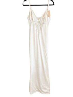Popilush Medium Ivory Lace Bustier Maxi Shapewear Slip Dress NWT